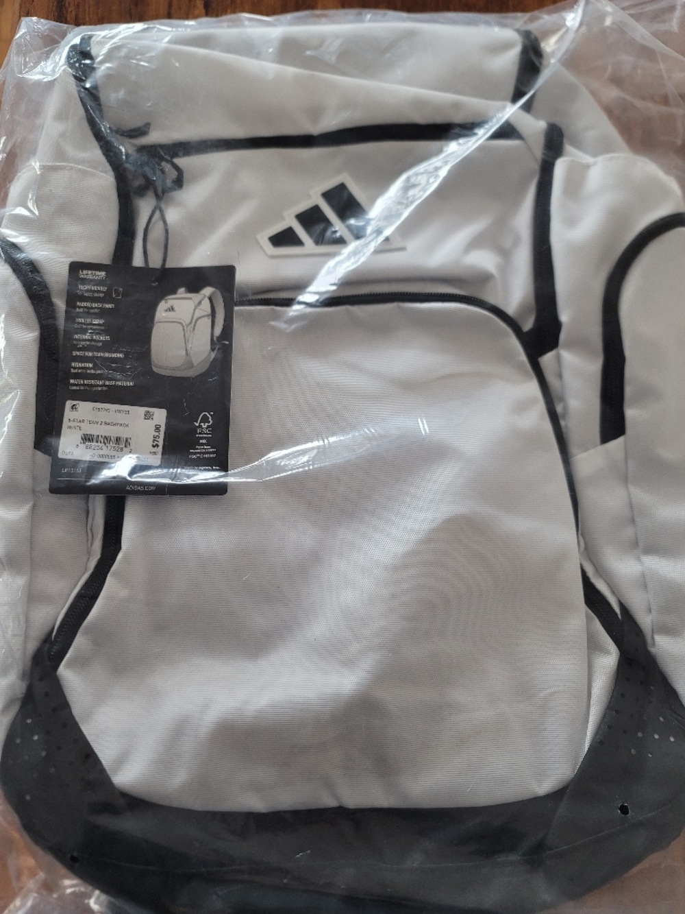 Adidas 5-Star Team Backpack White Minimal Utility Sports Bag School Varsity New